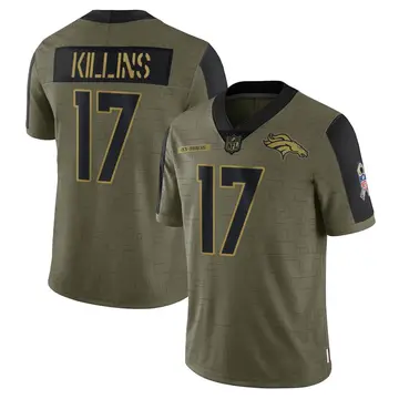 Nike Adrian Killins Men's Limited Denver Broncos Olive 2021 Salute To Service Jersey
