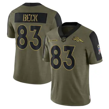 Nike Andrew Beck Men's Limited Denver Broncos Olive 2021 Salute To Service Jersey