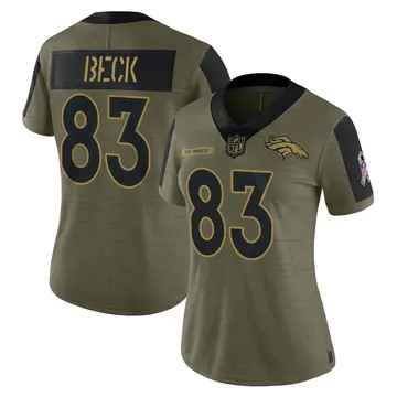 Nike Andrew Beck Women's Limited Denver Broncos Olive 2021 Salute To Service Jersey