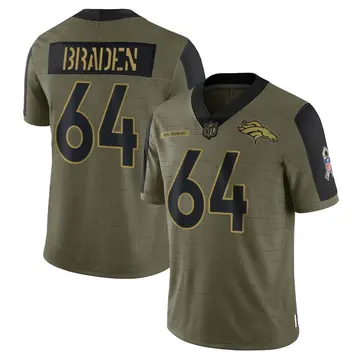 Nike Ben Braden Men's Limited Denver Broncos Olive 2021 Salute To Service Jersey