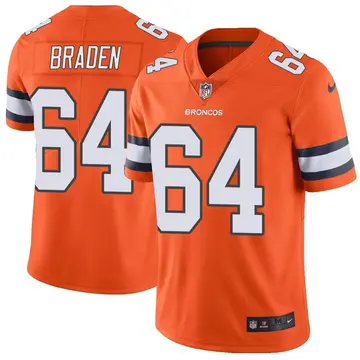 Nike Ben Braden Men's Limited Denver Broncos Orange Color Rush Vapor Untouchable Jersey