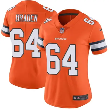 Nike Ben Braden Women's Limited Denver Broncos Orange Color Rush Vapor Untouchable Jersey