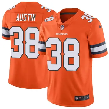 Nike Bless Austin Men's Limited Denver Broncos Orange Color Rush Vapor Untouchable Jersey