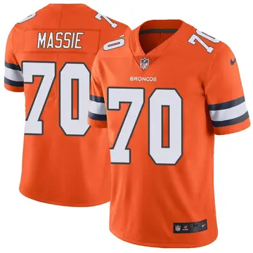 Nike Bobby Massie Men's Limited Denver Broncos Orange Color Rush Vapor Untouchable Jersey