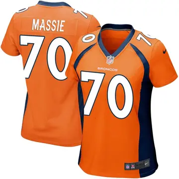 Nike Bobby Massie Women's Game Denver Broncos Orange Team Color Jersey