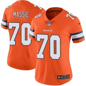 Nike Bobby Massie Women's Limited Denver Broncos Orange Color Rush Vapor Untouchable Jersey
