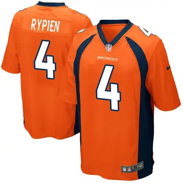 Nike Brett Rypien Men's Game Denver Broncos Orange Team Color Jersey