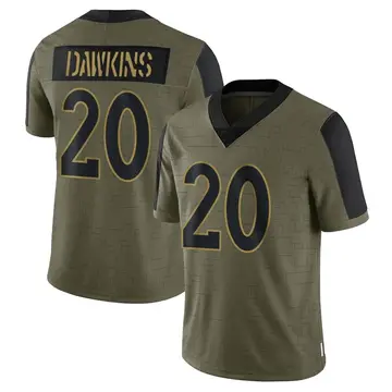 Nike Brian Dawkins Men's Limited Denver Broncos Olive 2021 Salute To Service Jersey