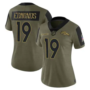 Nike Chase Edmonds Women's Limited Denver Broncos Olive 2021 Salute To Service Jersey