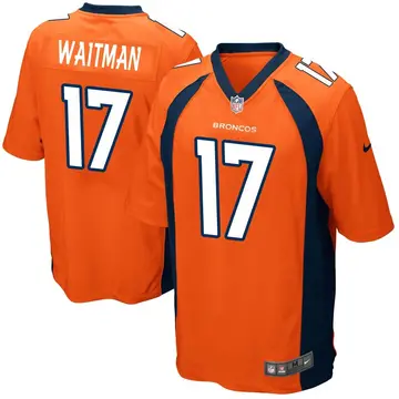 Nike Corliss Waitman Men's Game Denver Broncos Orange Team Color Jersey