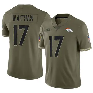 Nike Corliss Waitman Men's Limited Denver Broncos Olive 2022 Salute To Service Jersey