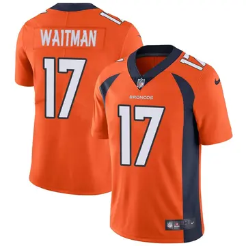 Nike Corliss Waitman Men's Limited Denver Broncos Orange Team Color Vapor Untouchable Jersey