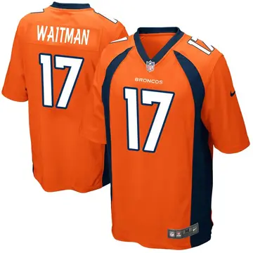 Nike Corliss Waitman Youth Game Denver Broncos Orange Team Color Jersey