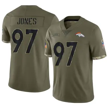 Nike D.J. Jones Men's Limited Denver Broncos Olive 2022 Salute To Service Jersey