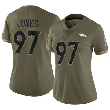 Nike D.J. Jones Women's Limited Denver Broncos Olive 2022 Salute To Service Jersey