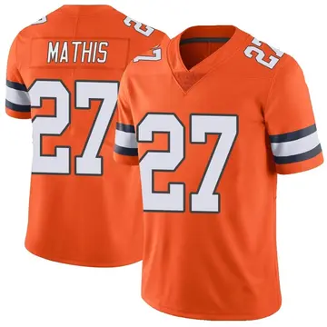 Nike Damarri Mathis Men's Limited Denver Broncos Orange Color Rush Vapor Untouchable Jersey