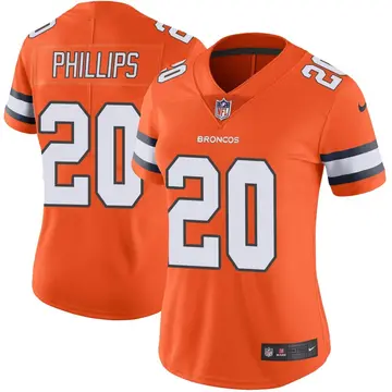 Nike Darius Phillips Women's Limited Denver Broncos Orange Color Rush Vapor Untouchable Jersey