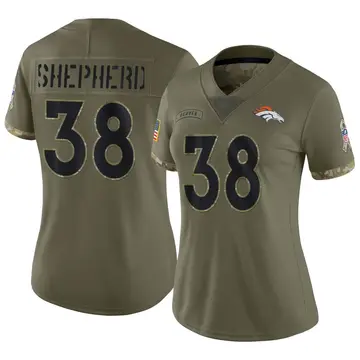 Nike Darrius Shepherd Women's Limited Denver Broncos Olive 2022 Salute To Service Jersey