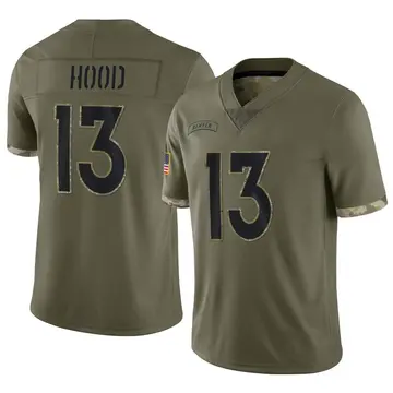 Nike Delonte Hood Men's Limited Denver Broncos Olive 2022 Salute To Service Jersey