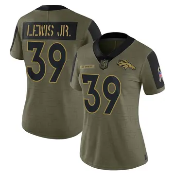 Nike Donnie Lewis Jr. Women's Limited Denver Broncos Olive 2021 Salute To Service Jersey