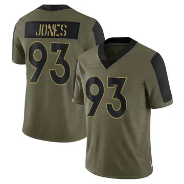 Nike Dre'Mont Jones Men's Limited Denver Broncos Olive 2021 Salute To Service Jersey
