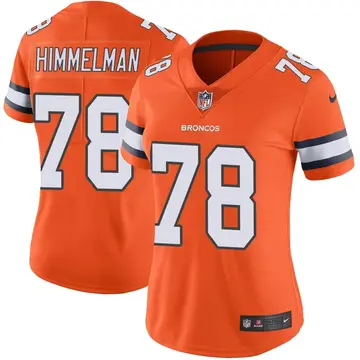 Nike Drew Himmelman Women's Limited Denver Broncos Orange Color Rush Vapor Untouchable Jersey