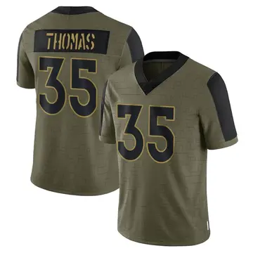 Nike Dymonte Thomas Men's Limited Denver Broncos Olive 2021 Salute To Service Jersey