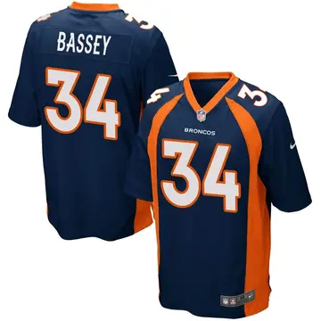 Nike Essang Bassey Men's Game Denver Broncos Navy Blue Alternate Jersey