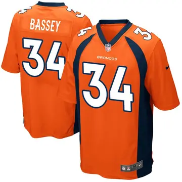 Nike Essang Bassey Men's Game Denver Broncos Orange Team Color Jersey