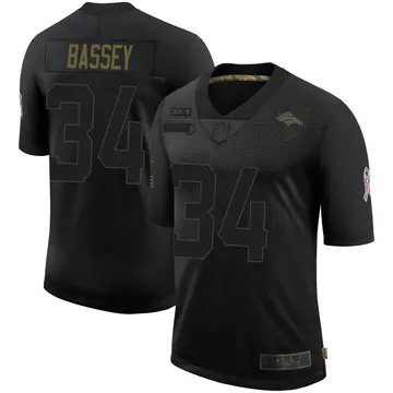 Nike Essang Bassey Men's Limited Denver Broncos Black 2020 Salute To Service Jersey