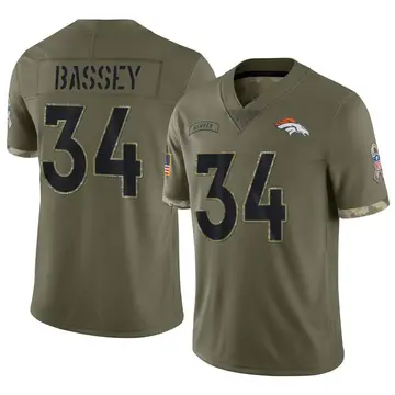 Nike Essang Bassey Men's Limited Denver Broncos Olive 2022 Salute To Service Jersey