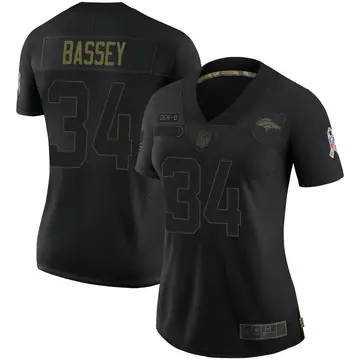 Nike Essang Bassey Women's Limited Denver Broncos Black 2020 Salute To Service Jersey