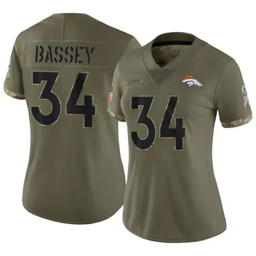 Nike Essang Bassey Women's Limited Denver Broncos Olive 2022 Salute To Service Jersey