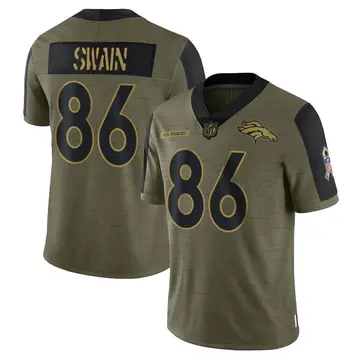 Nike Freddie Swain Men's Limited Denver Broncos Olive 2021 Salute To Service Jersey
