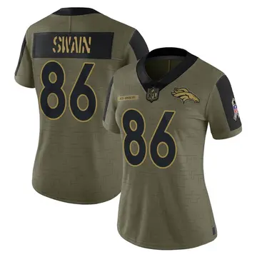 Nike Freddie Swain Women's Limited Denver Broncos Olive 2021 Salute To Service Jersey