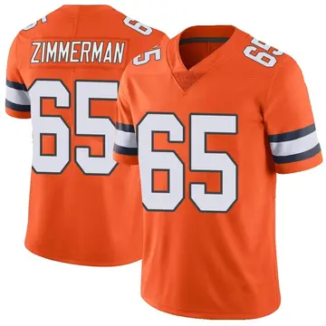 Nike Gary Zimmerman Men's Limited Denver Broncos Orange Color Rush Vapor Untouchable Jersey