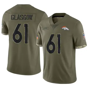 Nike Graham Glasgow Youth Limited Denver Broncos Olive 2022 Salute To Service Jersey