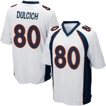 Nike Greg Dulcich Men's Game Denver Broncos White Jersey