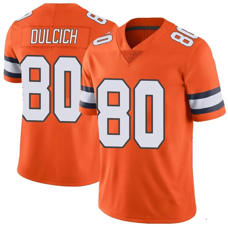 Nike Greg Dulcich Men's Limited Denver Broncos Orange Color Rush Vapor Untouchable Jersey