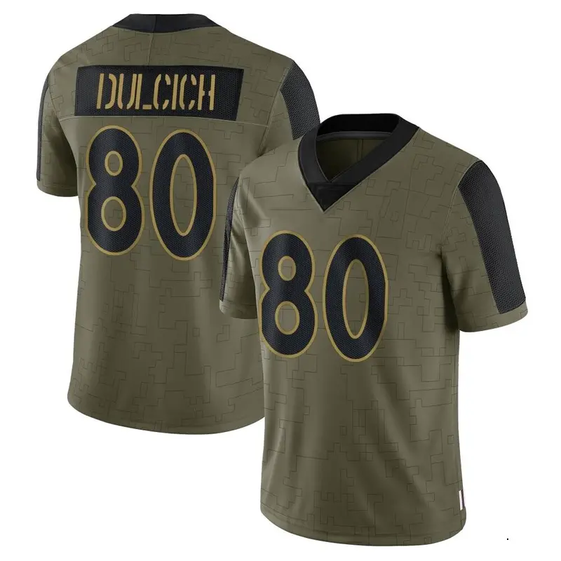 Nike Greg Dulcich Youth Limited Denver Broncos Olive 2021 Salute To Service Jersey
