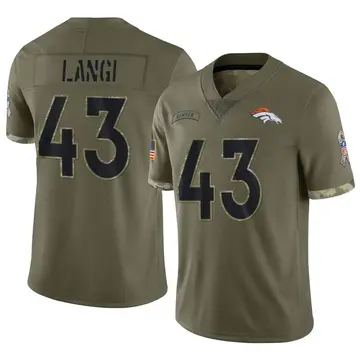 Nike Harvey Langi Men's Limited Denver Broncos Olive 2022 Salute To Service Jersey