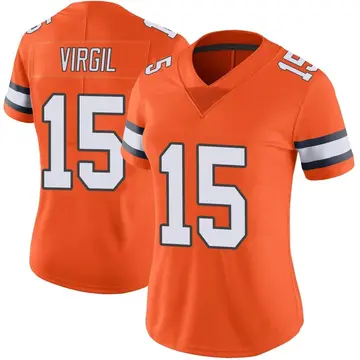 Nike Jalen Virgil Women's Limited Denver Broncos Orange Color Rush Vapor Untouchable Jersey