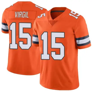 Nike Jalen Virgil Youth Limited Denver Broncos Orange Color Rush Vapor Untouchable Jersey