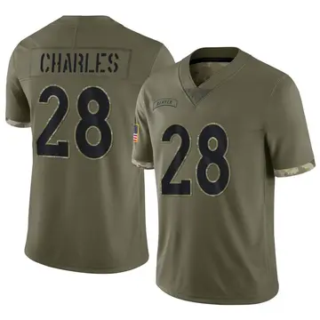 Nike Jamaal Charles Men's Limited Denver Broncos Olive 2022 Salute To Service Jersey