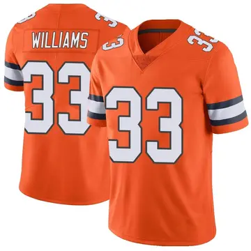 Nike Javonte Williams Men's Limited Denver Broncos Orange Color Rush Vapor Untouchable Jersey