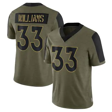 Nike Javonte Williams Youth Limited Denver Broncos Olive 2021 Salute To Service Jersey