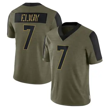 Nike John Elway Men's Limited Denver Broncos Olive 2021 Salute To Service Jersey