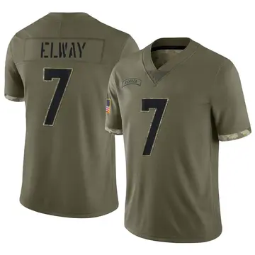 Nike John Elway Men's Limited Denver Broncos Olive 2022 Salute To Service Jersey