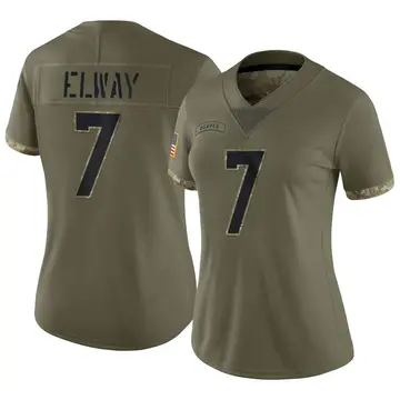 Nike John Elway Women's Limited Denver Broncos Olive 2022 Salute To Service Jersey