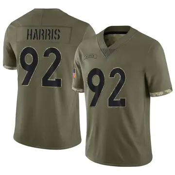 Nike Jonathan Harris Men's Limited Denver Broncos Olive 2022 Salute To Service Jersey